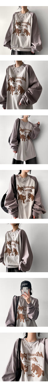 Oat boxy raglan cat sweatshirt