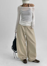 [MADE] Psyche Tencel Off-Shoulder Long Sleeve T-Shirt Tencel 70%
