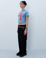 ツイストロゴクロップTシャツ　ブルー