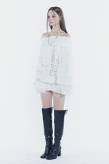 スペルオフショルダースウェットシャツ white