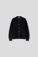Angora semi-cropped collar cardigan