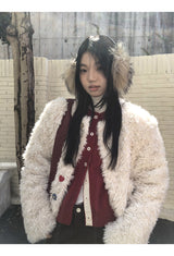 Beads Burton No Collar Round Fur Jacket