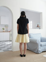 DRAPE COLLAR BLOUSE (BLACK)