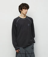 SLASH LOGO WAFFLE LONG SLEEVE_CHARCOAL