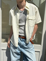 Stripe pocket half shirts(3color)