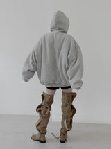 (unisex) オーバーフィットパディットフードジップアップ
