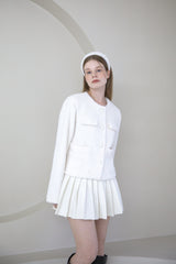 Feminine Pearl Fur Jacket Ivory