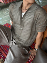 Port punching collar cardigan