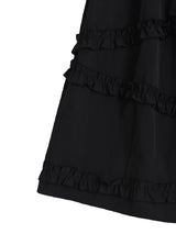 Nylon Frill Cancan Long Skirt (black)