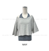 Mio pinstripe off-shoulder layered set