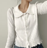 Ronnie Punching Collar Snap Punching Knit Cardigan