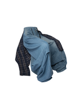 RELABEL Spatial Relations (Extended Form) Ice Blue Detachable Checkered Bum Cover Oversized Denim Trousers