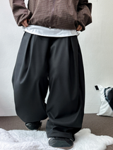 ツーピンタックウッドスラックスロングパンツ🩶🖤🤎3カラー