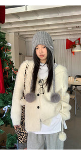 Formal oversized-fit hooded soft knit cardigan