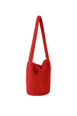 Vivid Hair Wool Shoulder Bag [Red]