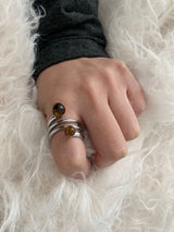 Tiger eyes spring silver ring