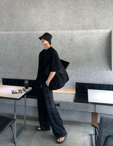 カイパーチュルクチェックパターンワイドフィットパンツ