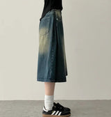 Mews Waistbanding Vintage Washed Side Pintuck Denim Bermuda Shorts
