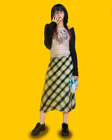 retro green long skirt