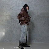 HIGH-GLOSS SCARF QUILTED JACKET