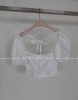 Puff Square Off-Shoulder Cropped Blouse