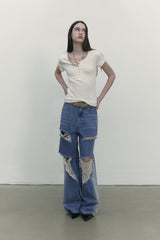 STITCH POINT SLIM FIT T-SHIRT [IVORY]