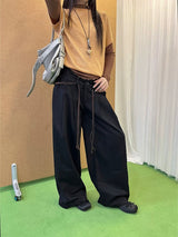 ブラック ハイボタンアップ ワイド パンツ