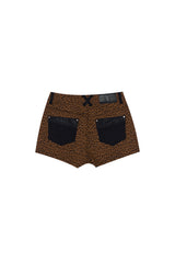 LEOPARD LEATHER POINT SHORT PANTS