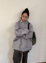 [unisex] ホームパー フード オーバー ボンバー ジャケット