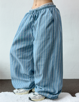 LINEN VIVID STRIPE WIDE PANTS 🩵🍰🌴🤎🖤5COLOR