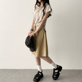 Shirin stripe side string short sleeve hooded blouse cardigan