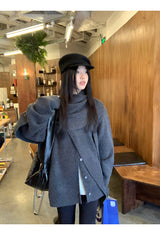 Cape Muffler Loose Fit Knit Cardigan