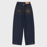 TWO TUCK CURVED DENIM PANTS_BLUE