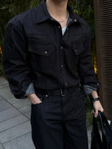Leaf denim western shirt