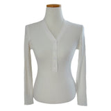 Muse V-neck Button-down Long Sleeve T-Shirt (3 Colors)