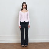 C 2-WAY ROSE BUTTON CARDIGAN SET_PINK