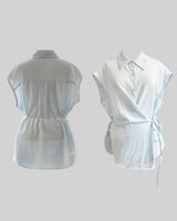 letter linen wrap blouse