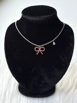Ribbon Tear Necklace (White/Black)