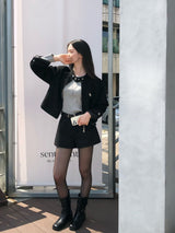 【BELLIDE MADE】バンドカラー スエード クロップジャケット