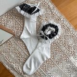 Classic Check Frill Ribbon Mid-Calf Socks