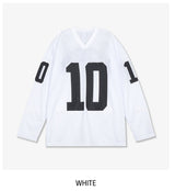 Sporty Numbering Mash V-Neck Long Sleeve