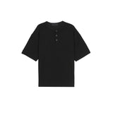 ASCLO ヘンリーネックオーバー半袖ニットTシャツ (2color)