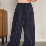 Obein linen striped wide pants