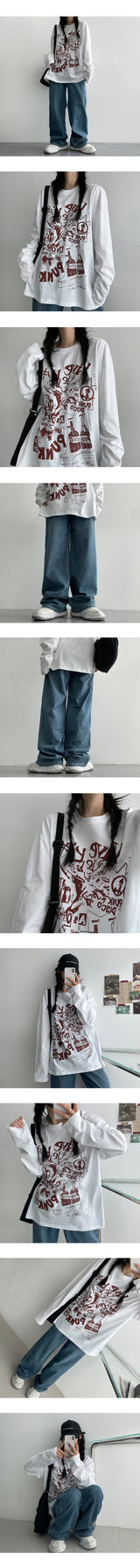Deco Lettering Long Sleeve Long Sleeve T-shirt (3 colors)