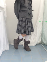Charcoal Blend Checkered Layered Skirt