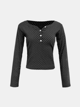 Dot Button Frill Wrap T-shirt