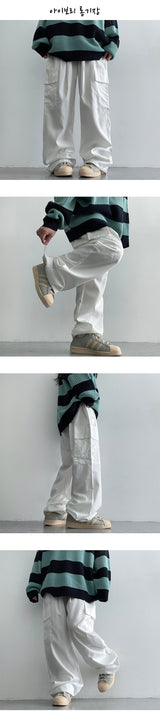 [3 Tier Length] [S–2XL]ティダタータンピンタックバンディングカーゴワイドパンツ (6 colors)