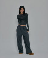 CORSET SHEER LONG SLEEVE_CHARCOAL