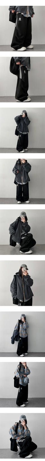 Eight shirring track training wide pants