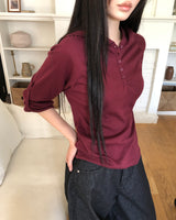 ジョア フーデッド ロールアップ ロングスリーブ ティー